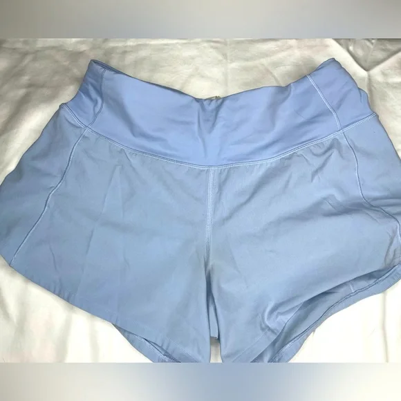 LIGHT BLUE LULULEMON SPEED UP SHORTS SIZE 4 TALL GOOD CONDITION 🍋🍋 - Picture 1 of 3